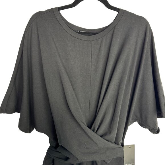 NWT Eloquii Black Cotton Blend Twist Front Dress‎ Plus Size 20 Flutter Sleeve - Picture 3 of 14